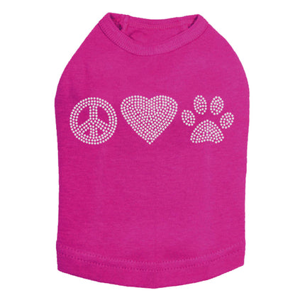 Peace, Love, Paw (Rhinestone) - Dog Tank