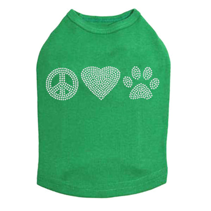 Peace, Love, Paw (Rhinestone) - Dog Tank