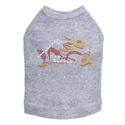 Motorcycle - Red with Flames - Dog Tank