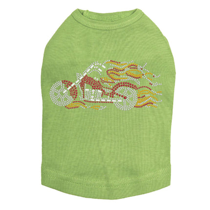 Motorcycle - Red with Flames - Dog Tank