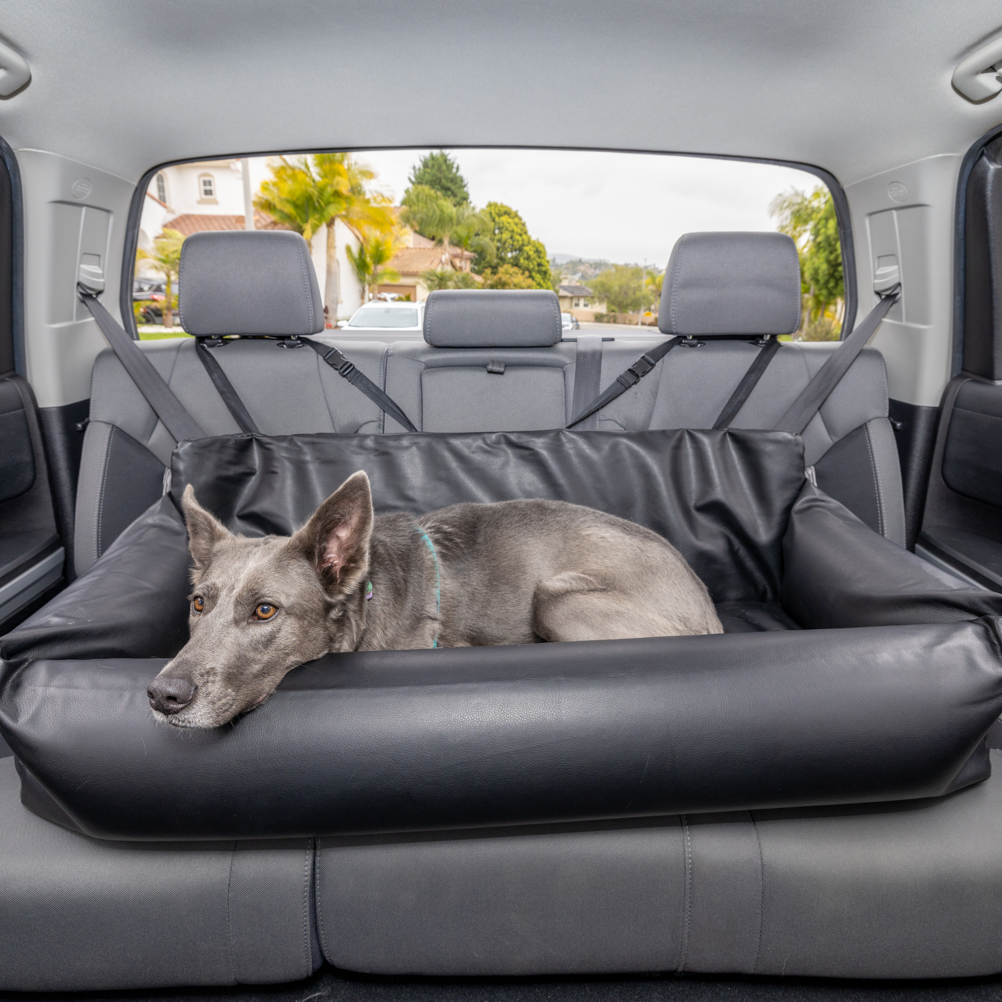 PupProtector™ Faux Leather Memory Foam Dog Car Bed -  Black