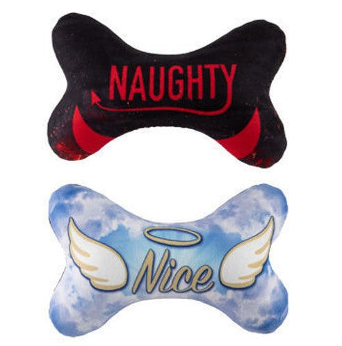 Naughty & Nice Plush Squeaker Bone Toy