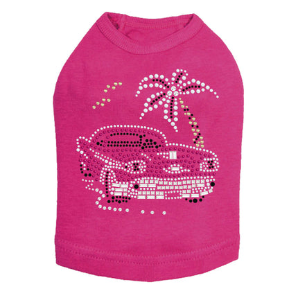 Car with Palm Tree (Pink) - Dog Tank