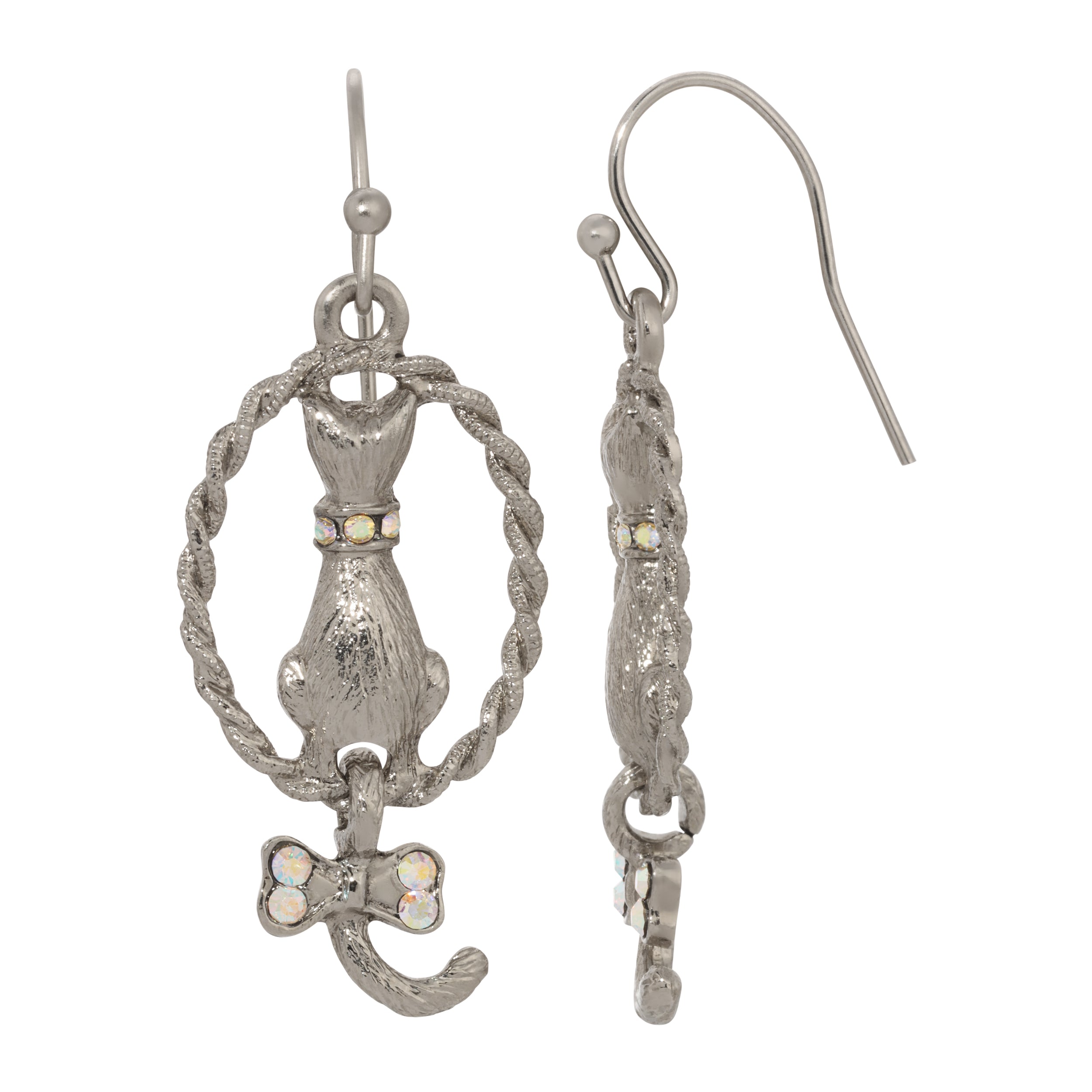 1928 Jewelry Backwards Cat Crystal Drop Earrings HT Animal Supply