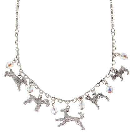 1928 Jewelry Beaded Multi Dog Drop Necklace 16" + 3" Extender