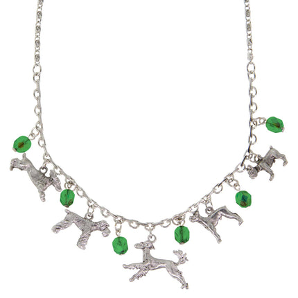 1928 Jewelry Beaded Multi Dog Drop Necklace 16" + 3" Extender