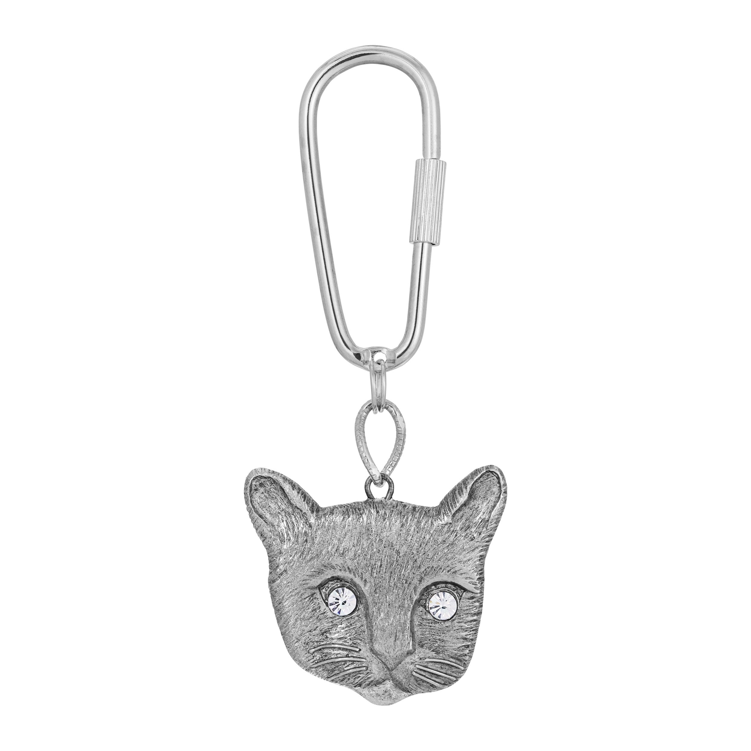 1928 Jewelry Crystal Eyes Kitty Cat Carabiner Key Chain HT Animal Supply