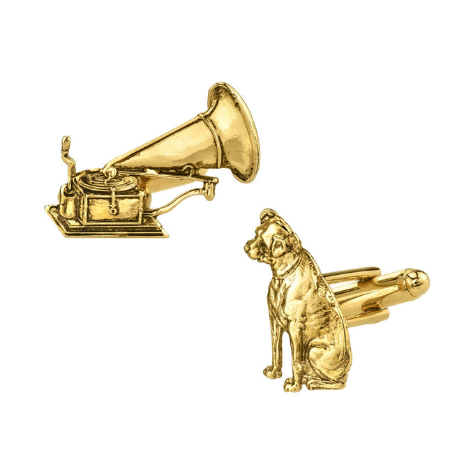 1928 Jewelry Dog and Phonograph Cufflinks