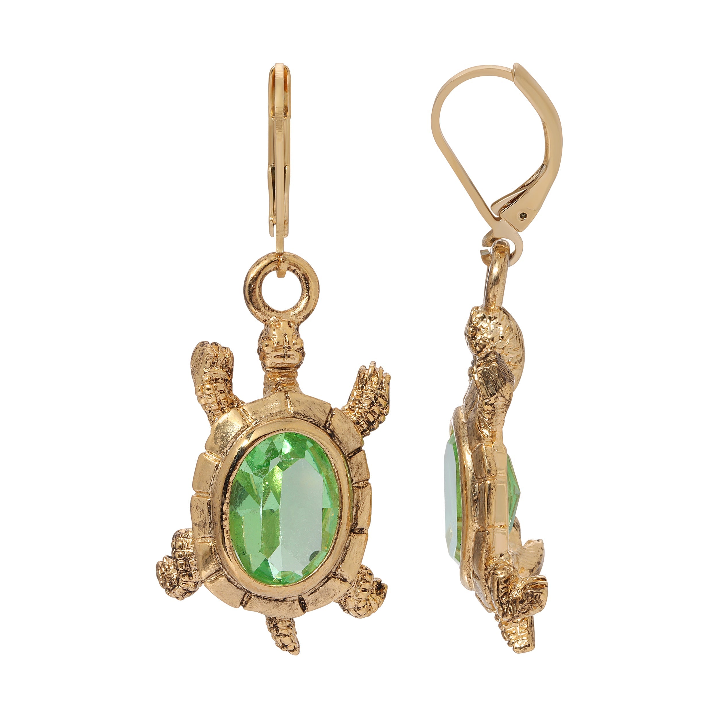 1928 Jewelry Peridot Austrian Crystal Galápagos Tortoise Drop Earrings HT Animal Supply