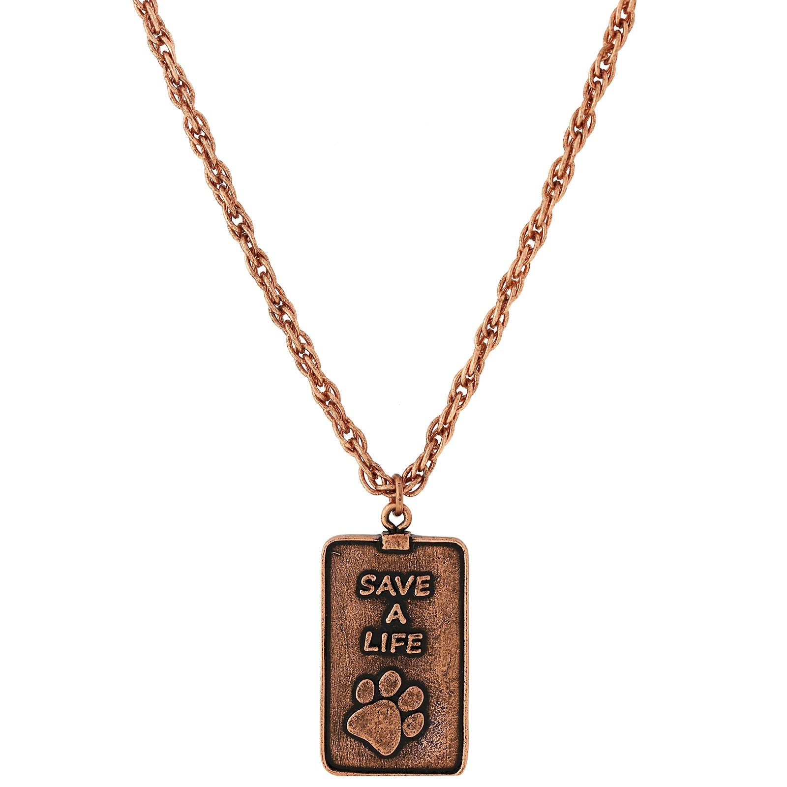 1928 Jewelry Save A Life Dog Tag Pendant Necklace 32