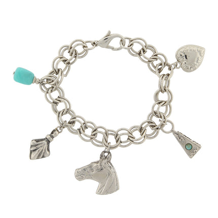 1928 Jewelry Southwest Turquoise And Charms Link Bracelet