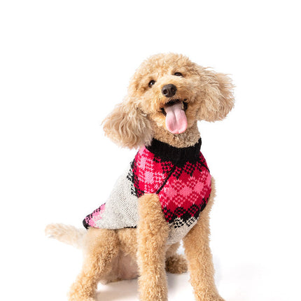 Pink Diamonds Wool Dog Sweater