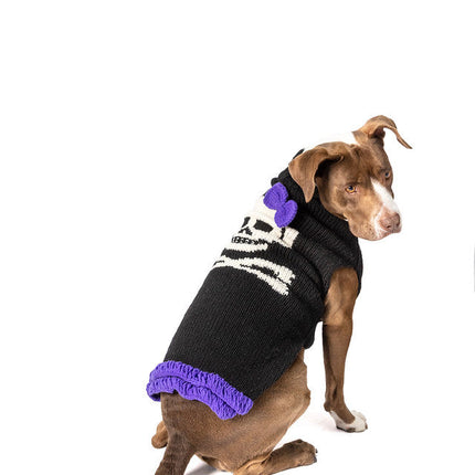 Purple Bow Black Skull Sweater