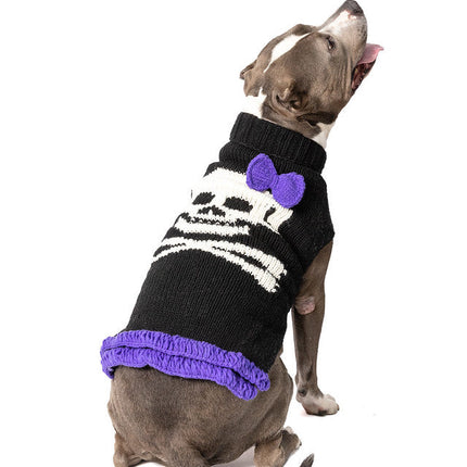 Purple Bow Black Skull Sweater