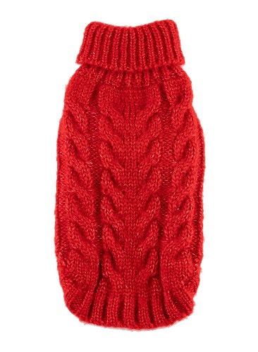 Red Angora Cable Knit Sweater