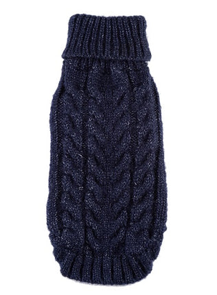 Navy Angora Cable Knit Sweater