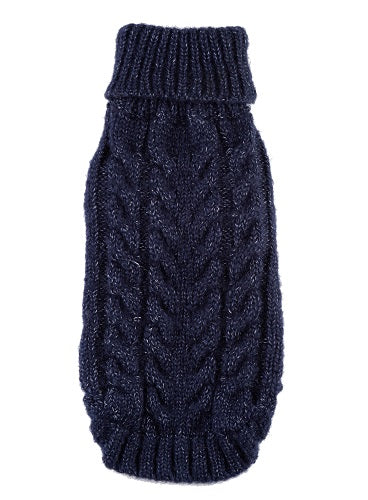 Navy Angora Cable Knit Sweater