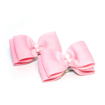 Light Pink Hair Bows - 2 per card