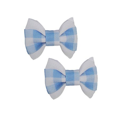 Blue Gingham Hair Bows - 2 per card