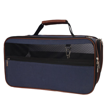 Organic Cotton Canvas Classic Pet Carrier - Navy/Saddle