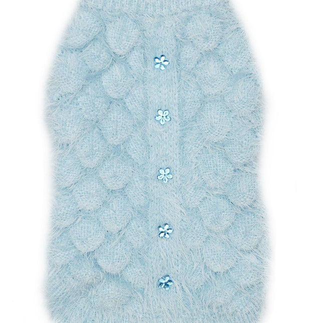 Blue Mohair Blossom Sweater