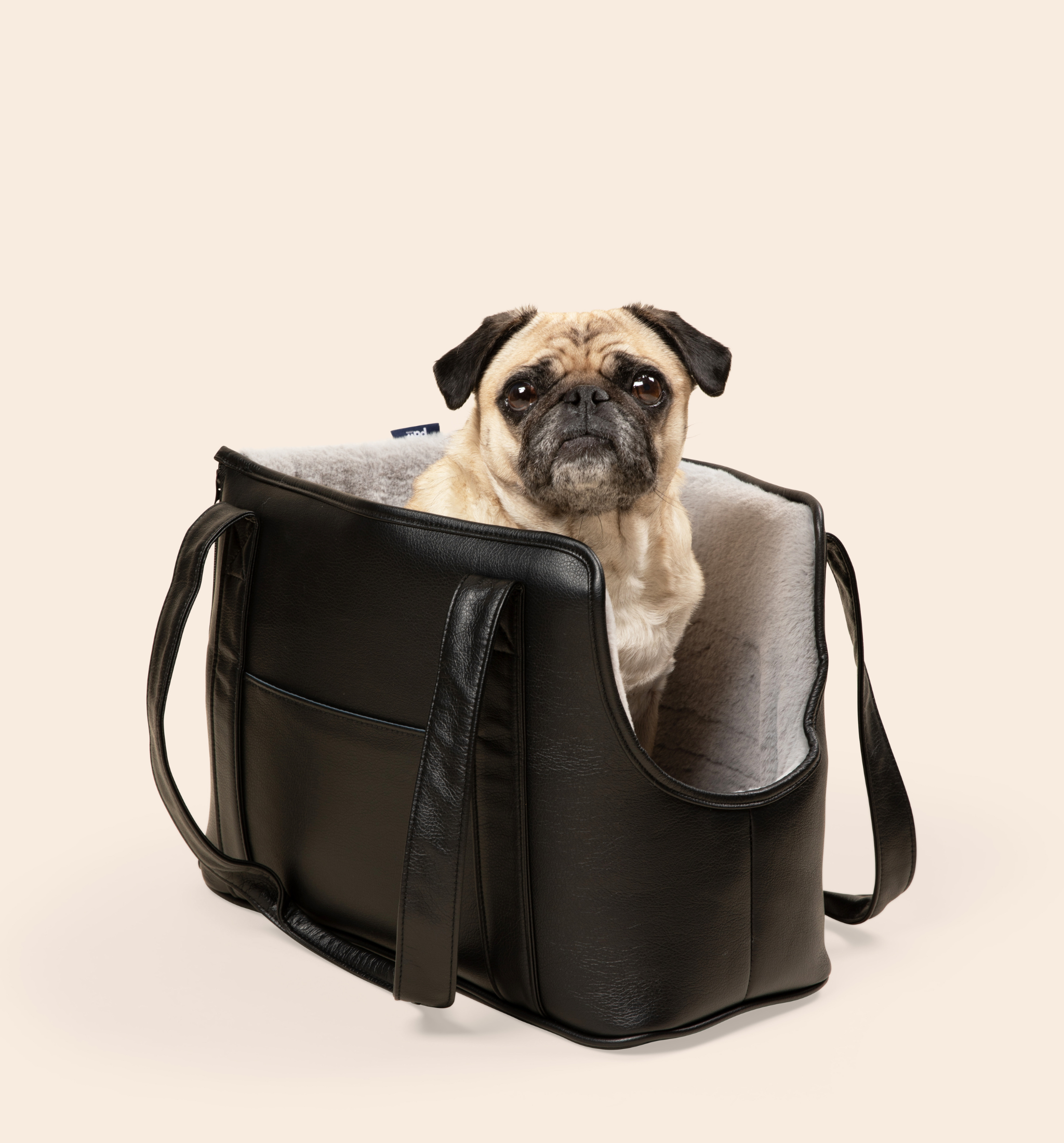 PupTote 3-in-1 Faux Leather Dog Carrier Bag - Black