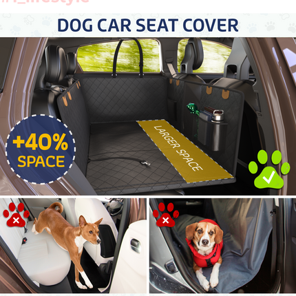 Large Seat Guard Waterproof Back Seat Extended Cover With Mesh Window Storage Pockets