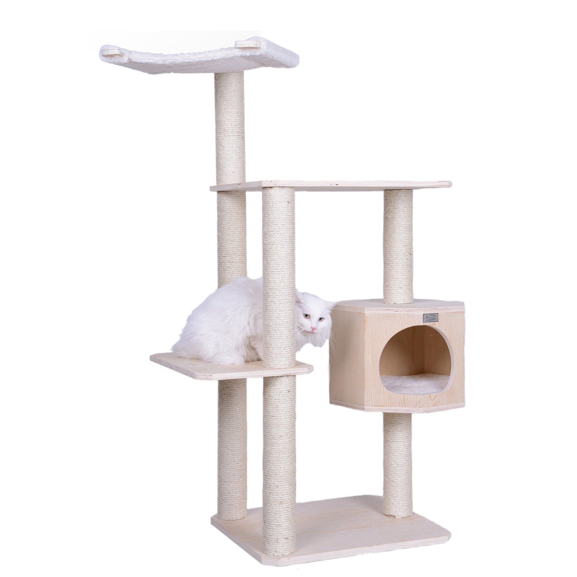 Armarkat Premium Scots Pine 54-Inch Cat Tree With Three Levels, Perch, Condo