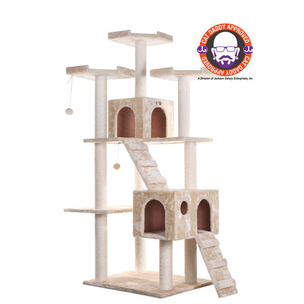 Armarkat 74" Multi-Level Cat Tree Large Cat Play Furniture With SratchhIng Posts Large Playforms A7401 Beige