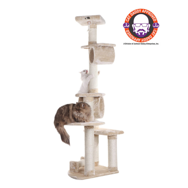 74 " H Press Wood Cat Tree With Cured Sisal Posts for Scratching A7463