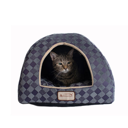 Armarkat Cat Bed C65HHG/LS Purple Gray Combo Checkered Pattern