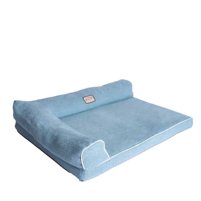 Armarkat D08B Medium Bolstered Pet Bed Cushion With Memory Foam SoothIng Blue