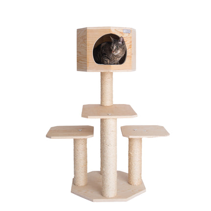 Armarkat Premium S4203 Scots Pine Solid Wood Cat Tree 46" Tall