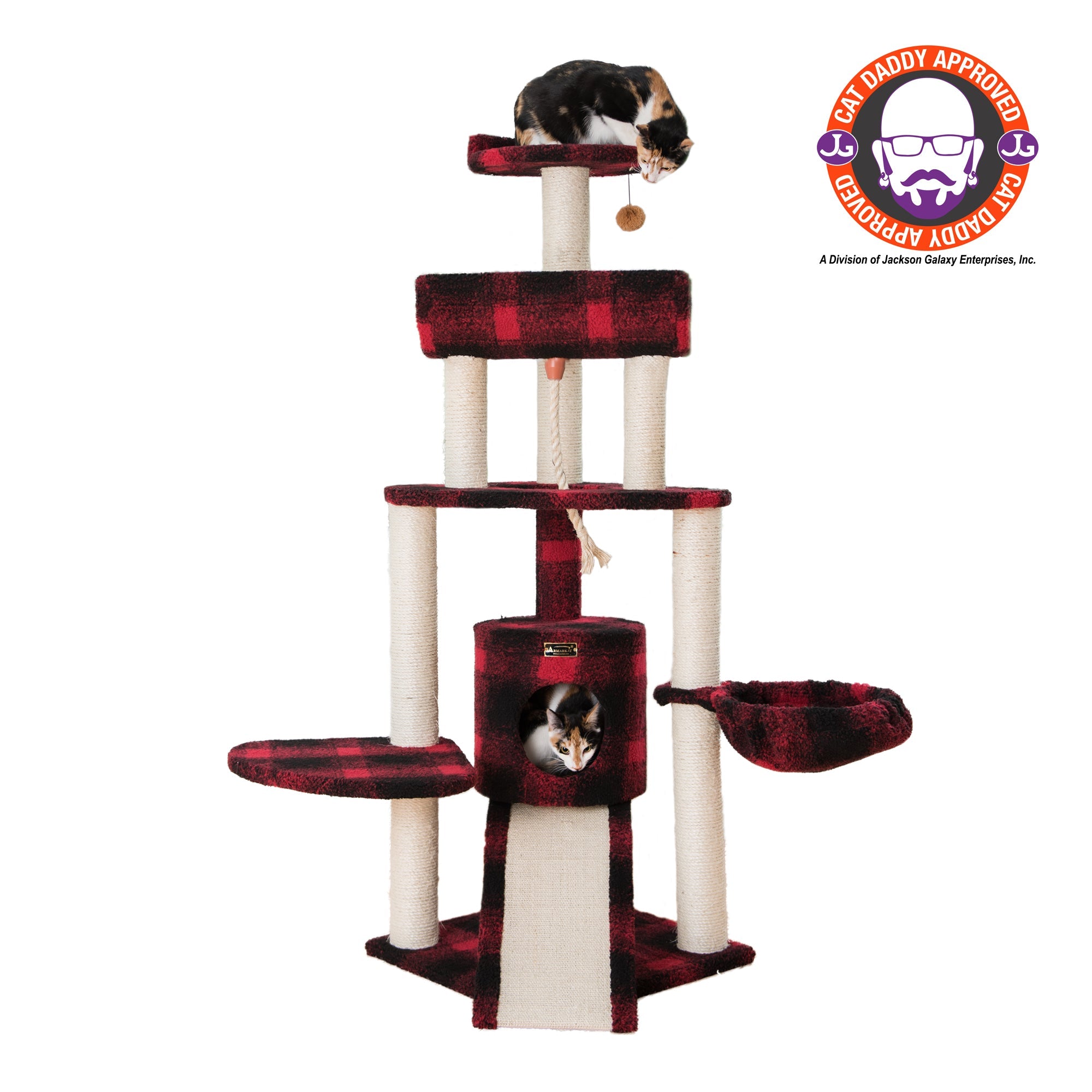 Armarkat B5806 Classic Cat Tree With Multiple Features, Jackson Galaxy Approved, Four Levels With Rope, Basket, Ramp, Perch, and Condo