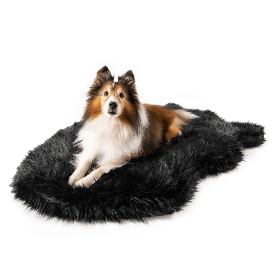 PupRug Faux Fur Orthopedic Dog Bed - Curve Midnight Black