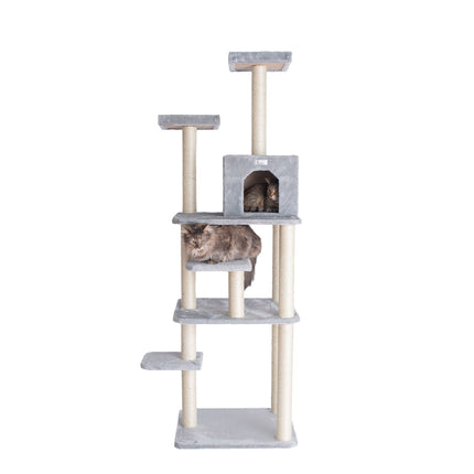 GleePet GP78740822 74-Inch Cat Tree With Seven Levels Silver Gray