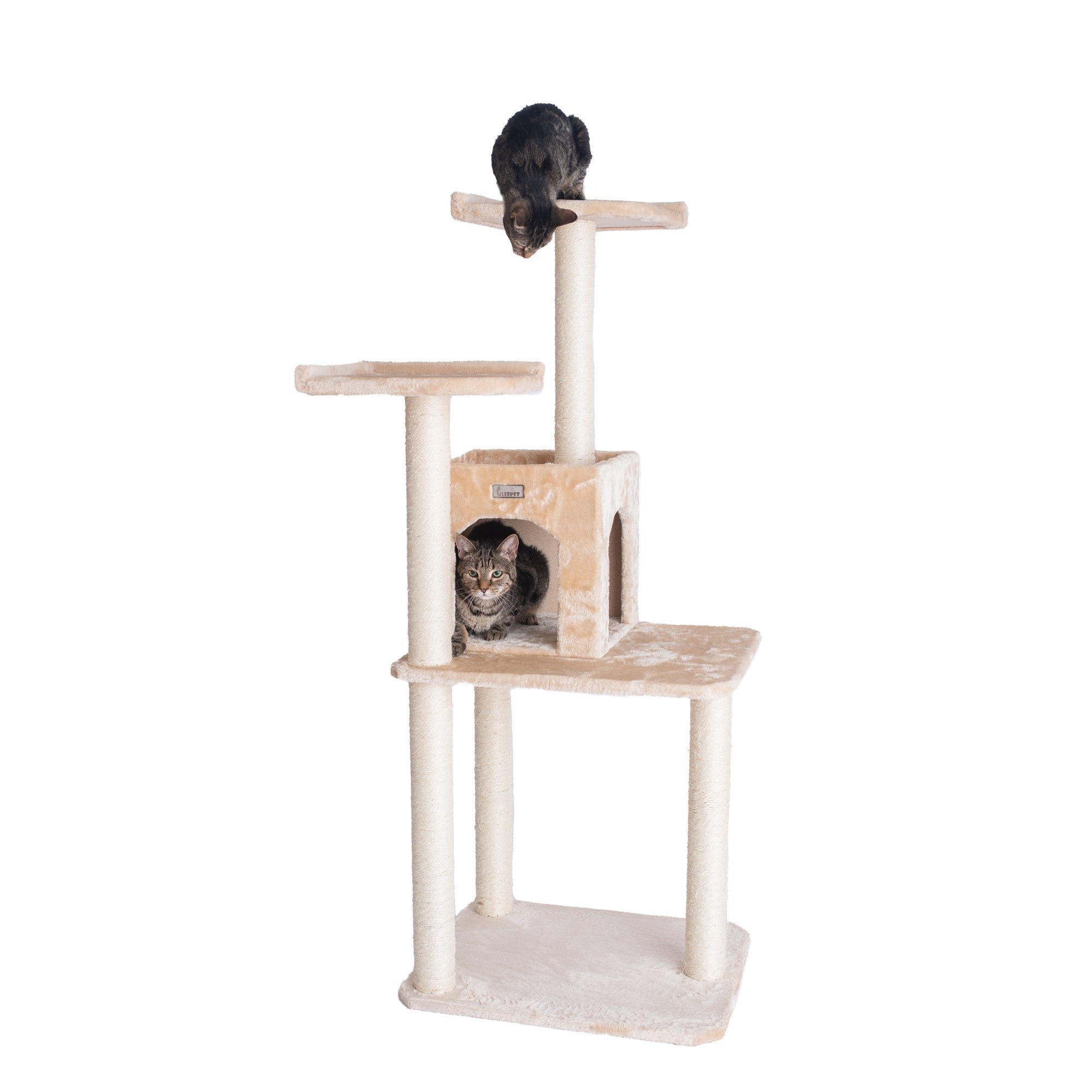 GleePet GP78571021 57-Inch Cat Tree In Beige With Two-Door Condo