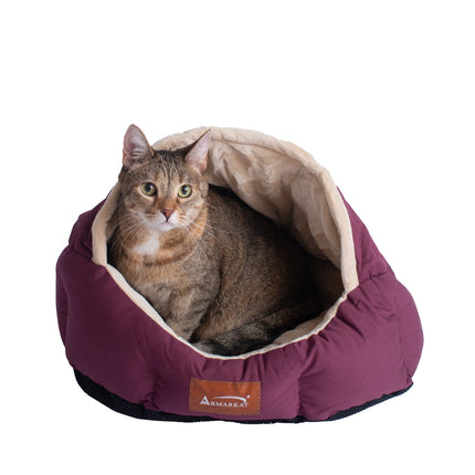 Armarkat Cat Bed Small Pet Bed Burgundy/Ivory C08HJH/MH