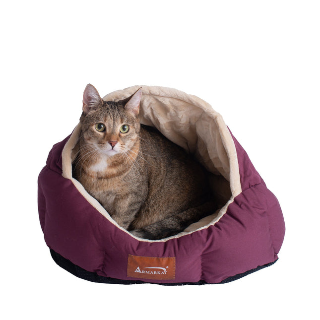 Armarkat Cat Bed Small Pet Bed Burgundy/Ivory C08HJH/MH