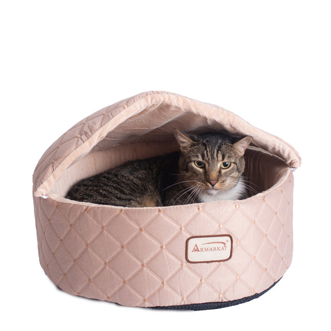 Armarkat Cuddle Cave Cat Bed With Detachable & Collasible Zipper Top C33HFS/FS-M Medium Light Apricot