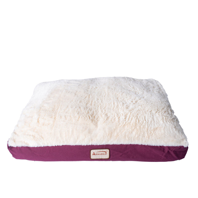 Armarkat M02HJH/MB-X Extra Large Pet Bed Mat With Poly Fill Cushion & Removel Cover Burgundy & Ivory