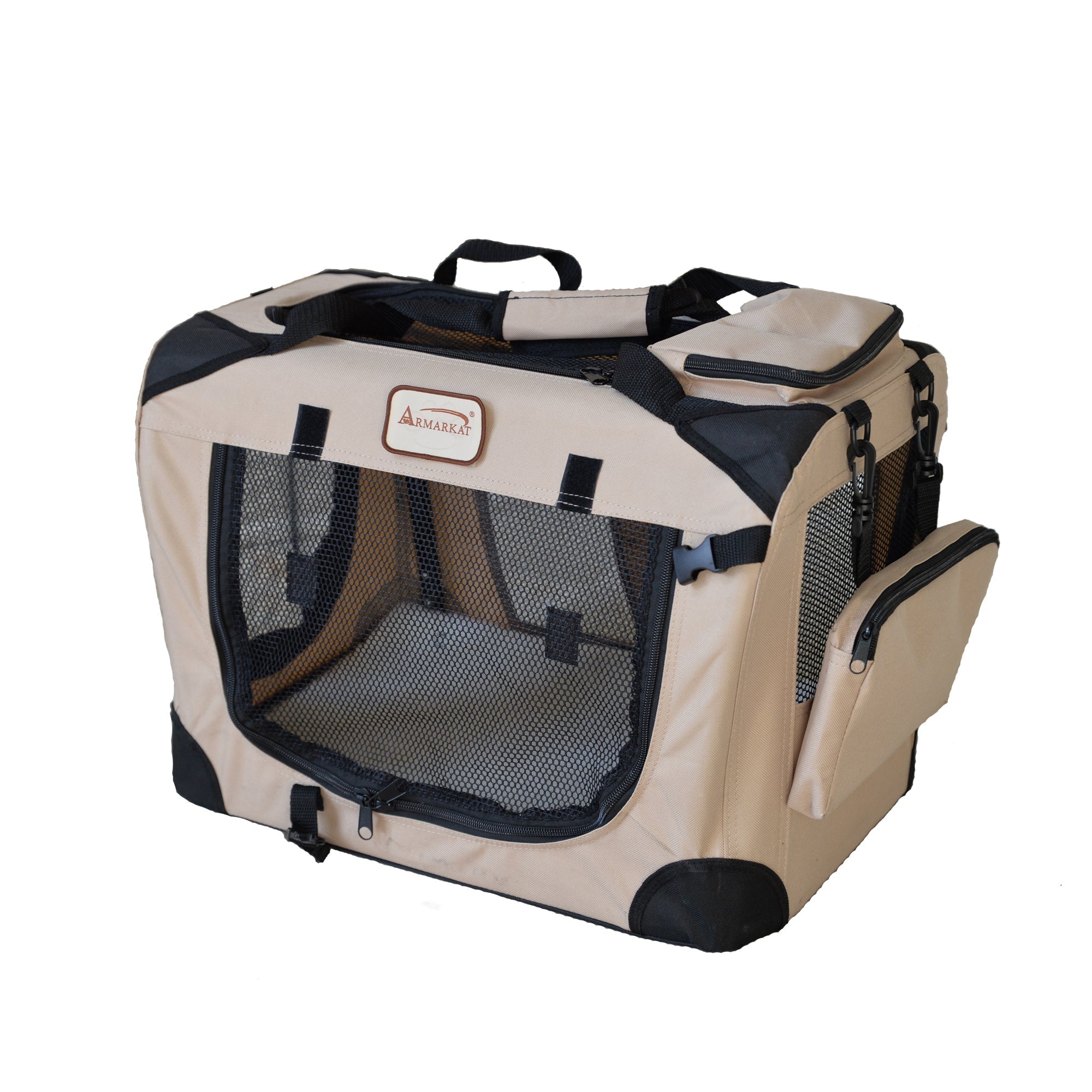 Armarkat FoldIng Soft Dog Crate for Dogs and Cats, Pet Travel Carrier PC201B