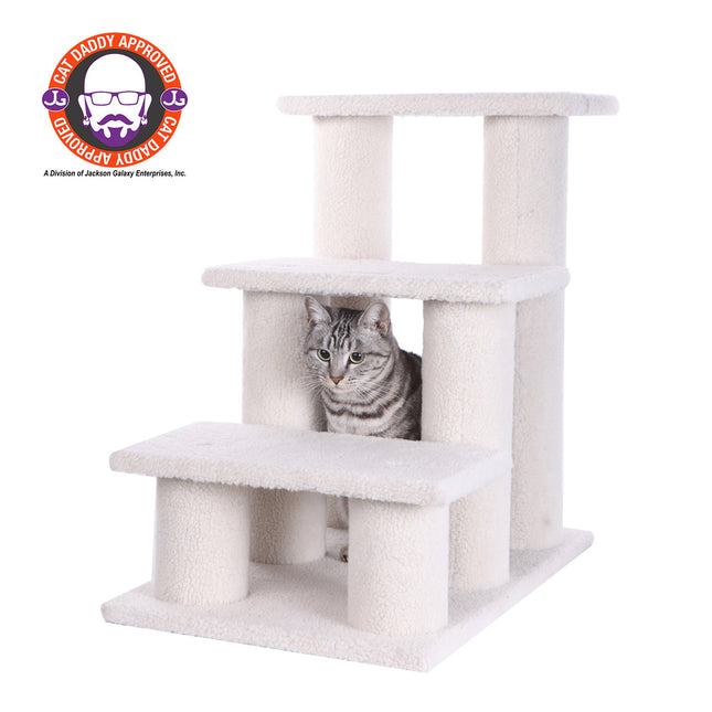 Armarkat 3 Step Cat Step Stairs Ramp 25" Height Dogs Climber And Kitten Steps B3001