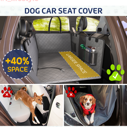 Large Seat Guard Waterproof Back Seat Extended Cover With Mesh Window Storage Pockets