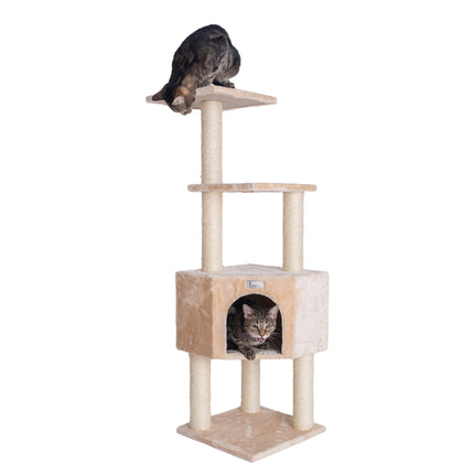 GleePet GP78480321 48-Inch Cat Tree In Beige With Perch And Playhouse