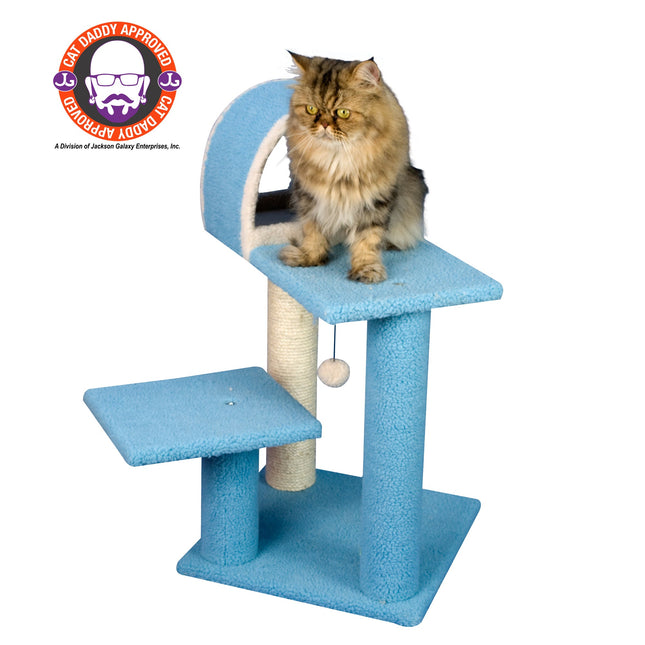 Armarkat Sky Blue 29" Cat Tree With Scratcher And Tunnel For Squeeze Snoozing And Hiding B2903