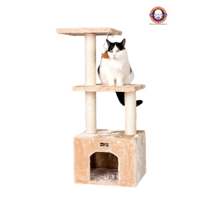 Armarkat 3-tier Cat Condo With Sisal Scratching Post 39 Height Beige A3902