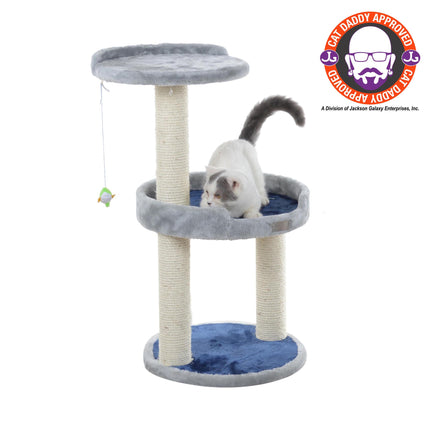 Three-level compact scratcher x2905 Gray W Plush Perch