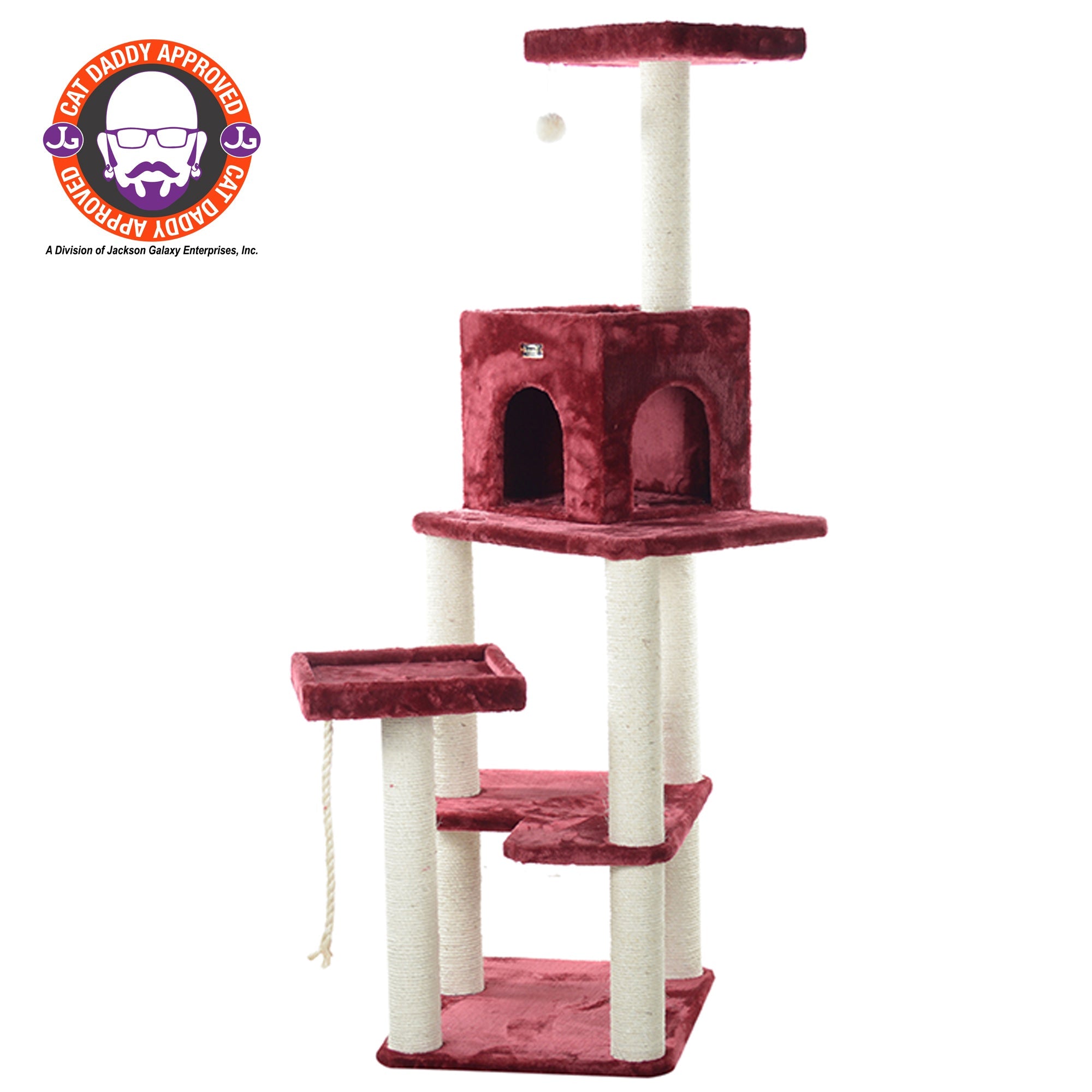 Armarkat Cat Tower, Ultra thick Faux Fur Covered Cat Condo House A6902B, Burgundy;