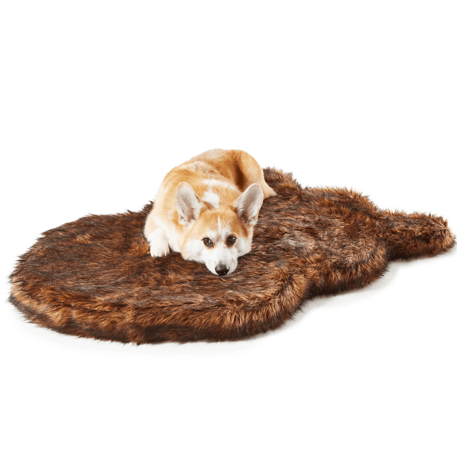 PupRug ™ Faux Fur Orthopedic Dog Bed - Curve Brown